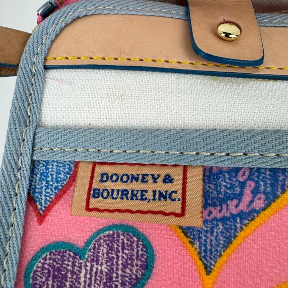 Authentic Dooney & Bourke Tassel Zip Top Heart Print Shoulder Bag. - Picture 8 of 16